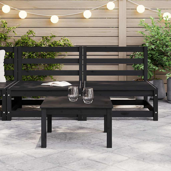 Garten Mittelsofa 2er Set Kiefer Schwarz
