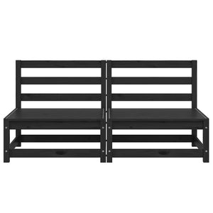 Garten Mittelsofa 2er Set Kiefer Schwarz
