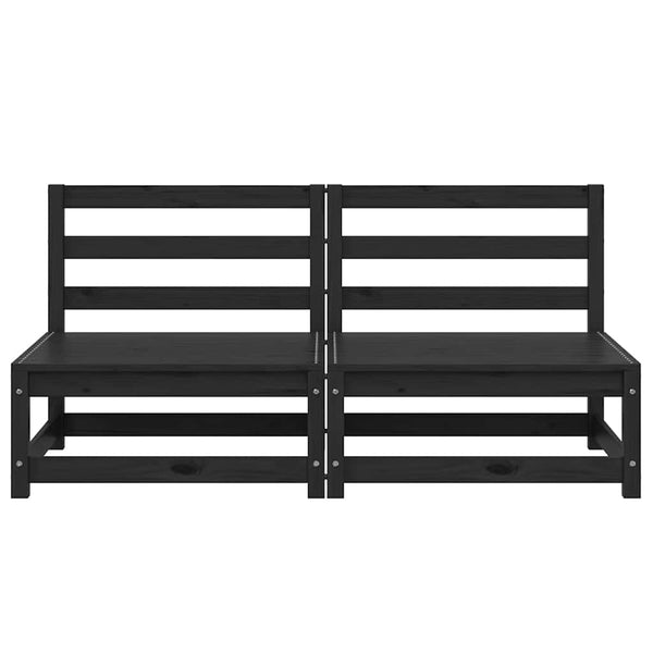 Garten Mittelsofa 2er Set Kiefer Schwarz