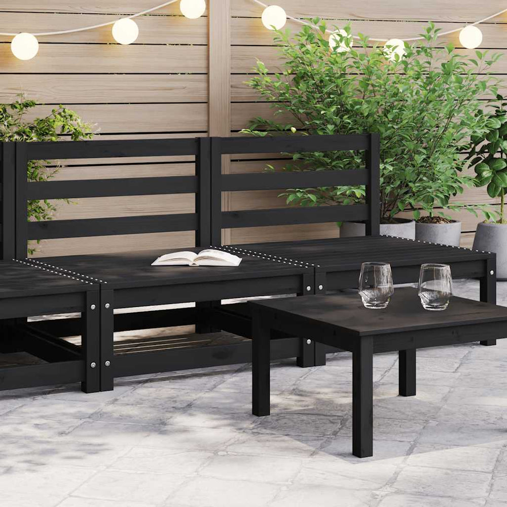 Garten Mittelsofa 2er Set Kiefer Schwarz