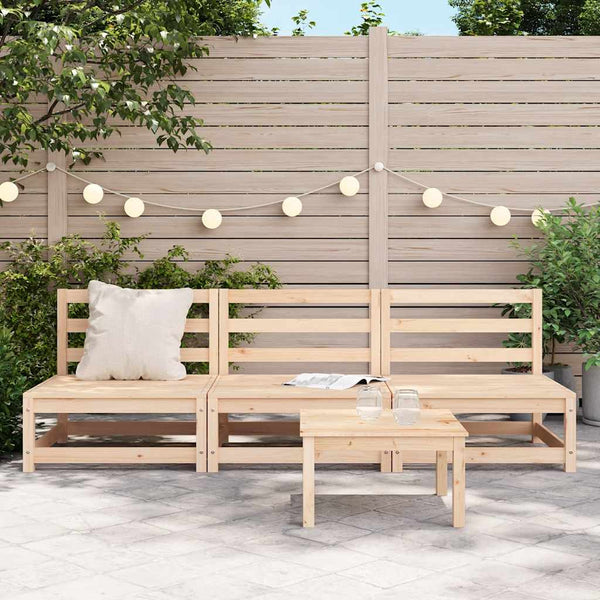 Garten Mittelsofa aus Kiefernholz, 3er-Set