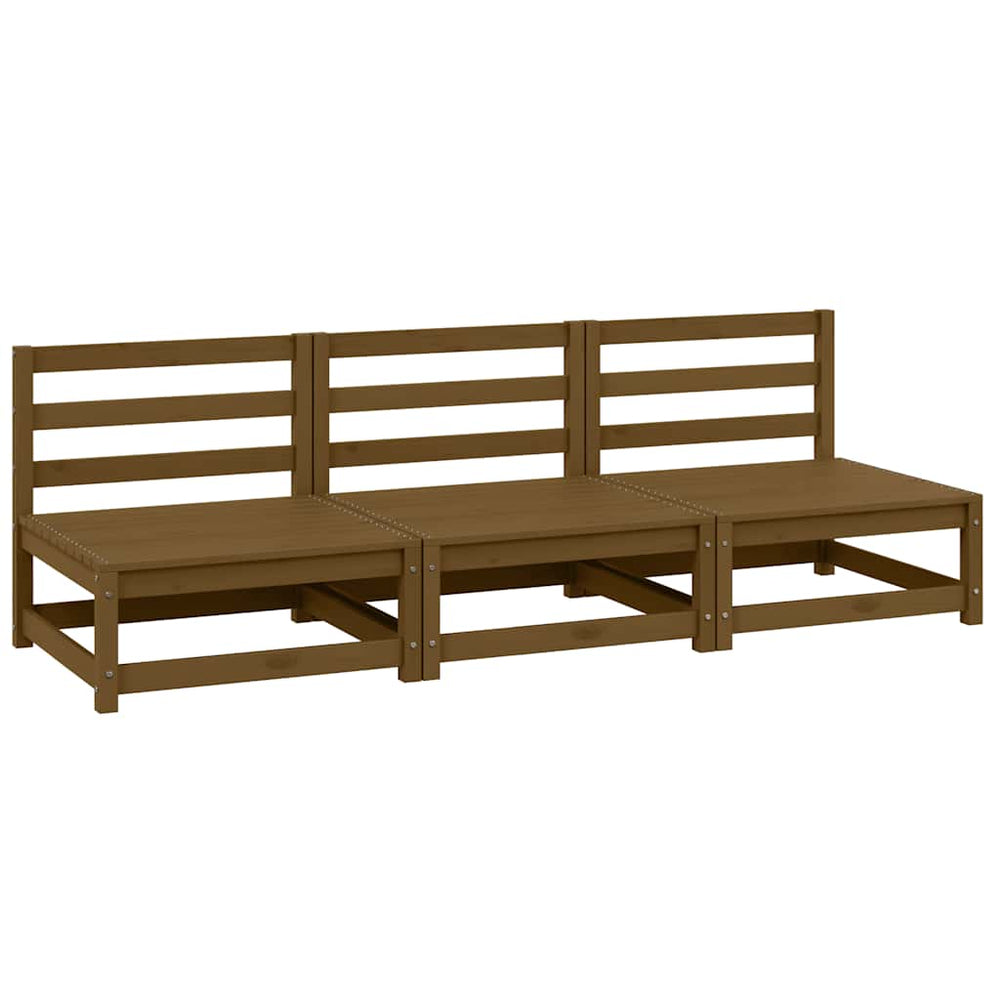 3er Garten Mittelsofa Honigbraun Kiefer Massivholz