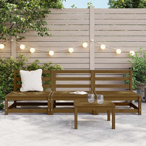 3er Garten Mittelsofa Honigbraun Kiefer Massivholz