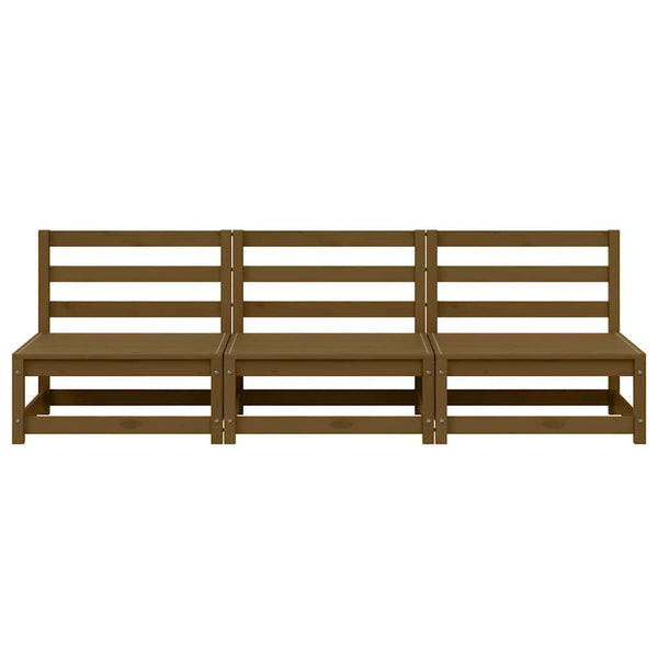 3er Garten Mittelsofa Honigbraun Kiefer Massivholz
