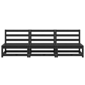 3er Garten Mittelsofa Schwarz Kiefer Massivholz