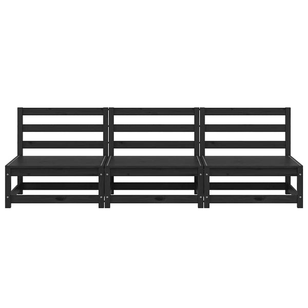 3er Garten Mittelsofa Schwarz Kiefer Massivholz
