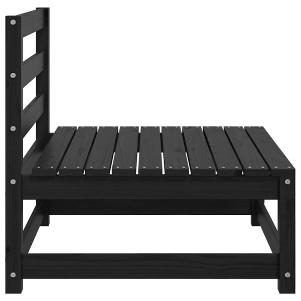 3er Garten Mittelsofa Schwarz Kiefer Massivholz