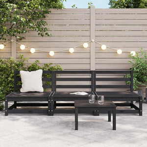 3er Garten Mittelsofa Schwarz Kiefer Massivholz