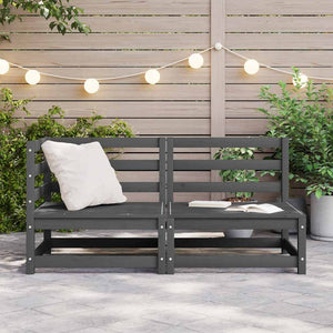 2-tlg. Garten Lounge Set Grau Kiefer