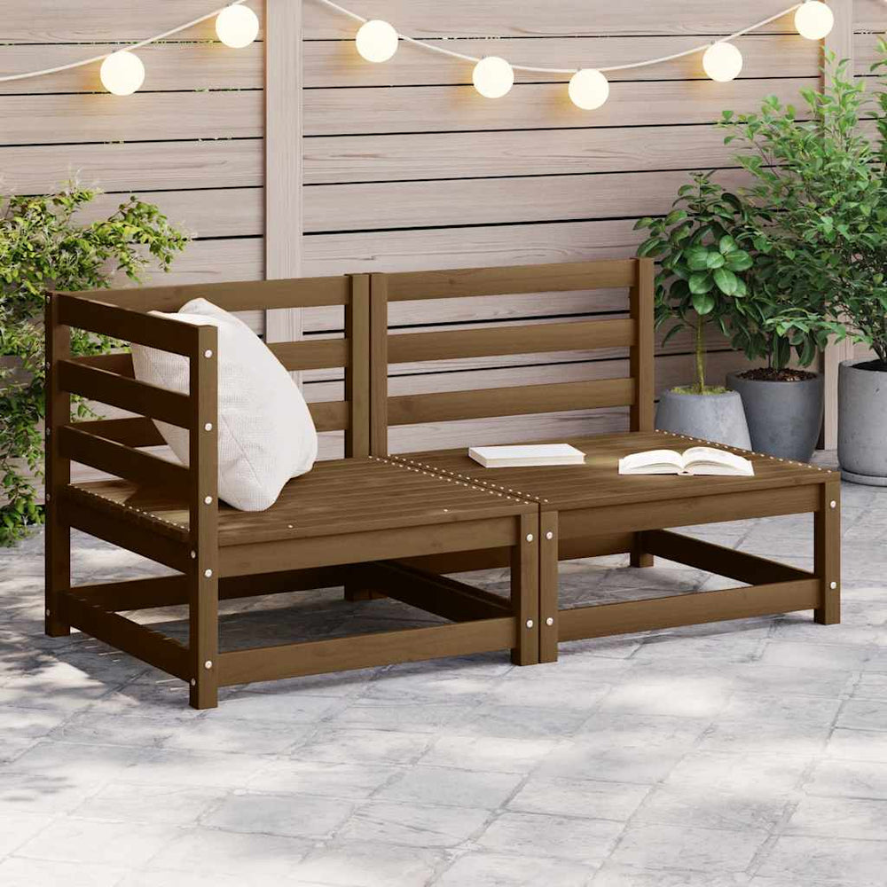 2-tlg. Garten Lounge Set Honigbraun Kieferholz