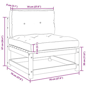 Garten Mittelsofa Kiefer Massivholz Grau