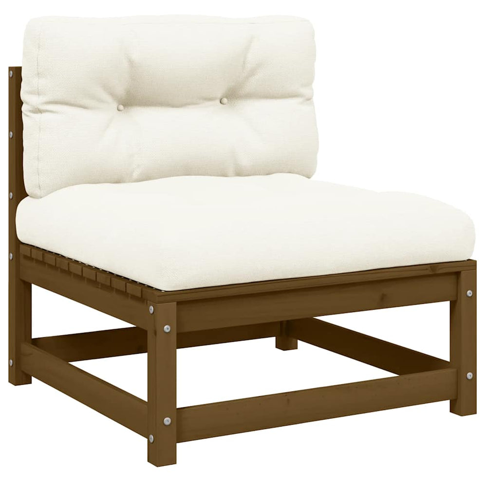 Garten Mittelsofa Kiefer Massivholz mit Kissen
