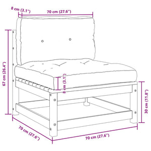 Garten Mittelsofa Kiefer Massivholz mit Kissen