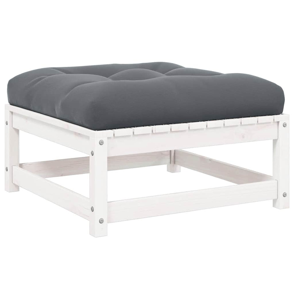 vidaXL Outdoor Footrest with Cushion White Solid Pine Wood