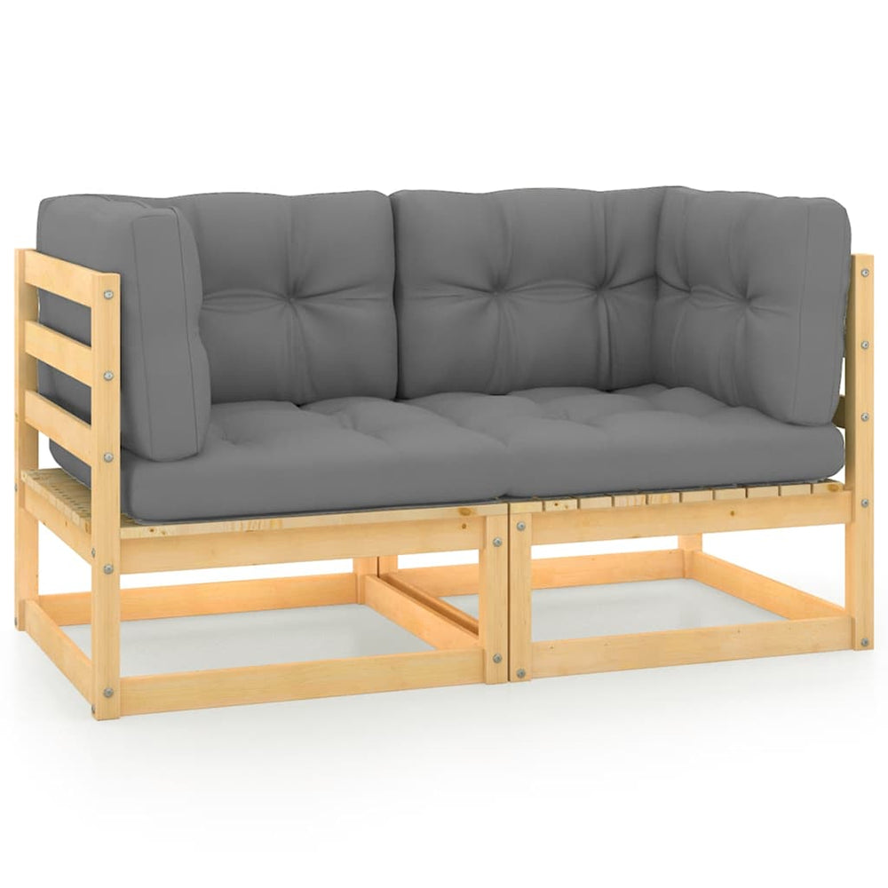 2-Sitzer Gartensofa Kiefer Massivholz mit Kissen