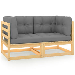 2-Sitzer Gartensofa Kiefer Massivholz mit Kissen