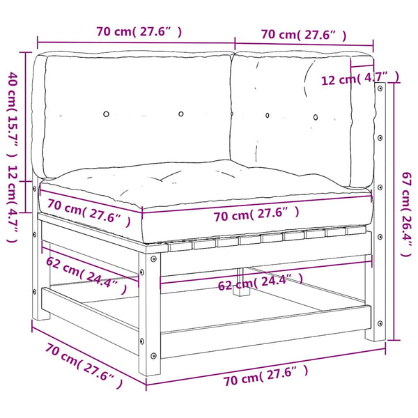 2-Sitzer Gartensofa Kiefer Massivholz mit Kissen