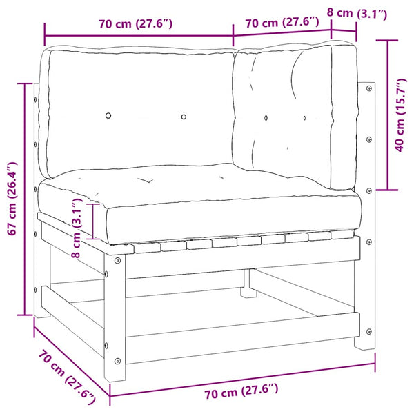 2-Sitzer Gartensofa Grau Kiefer Massivholz mit Kissen