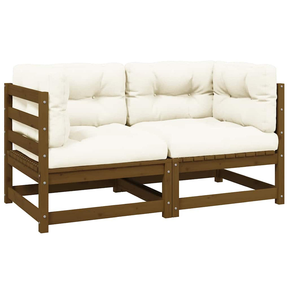 2-Sitzer Gartensofa Honigbraun mit Kissen
