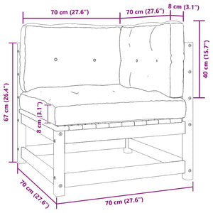 2-Sitzer Gartensofa Kiefer Massivholz Schwarz