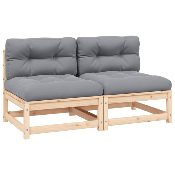 Garten Mittelsofa Kiefer mit Kissen 2er Set