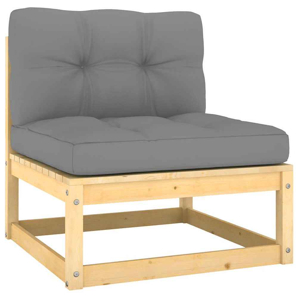 Garten Mittelsofa Kiefer mit Kissen 2er Set
