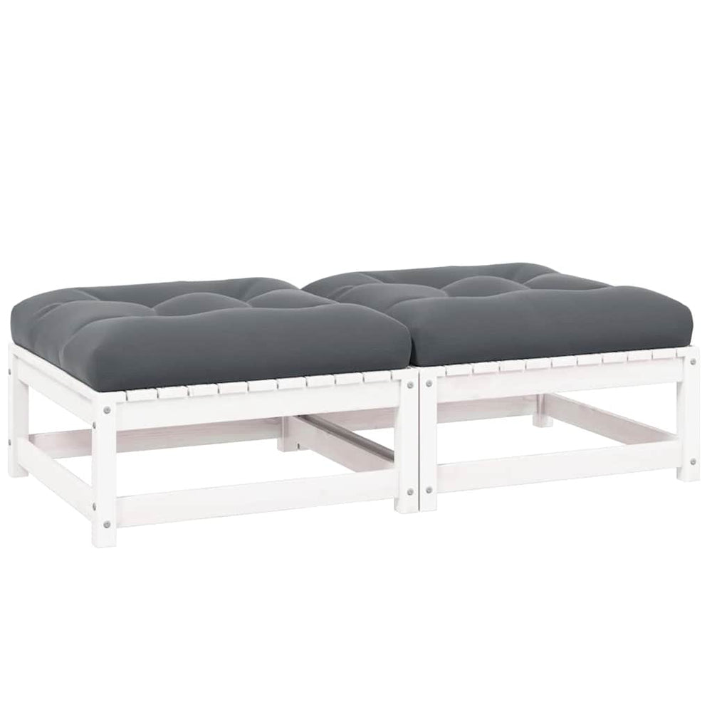 Garten-Fußhocker mit Kissen, 2er Set