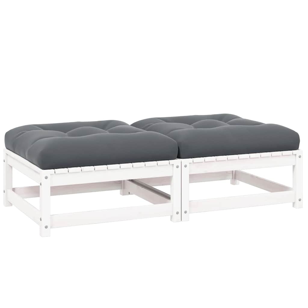 Garten-Fußhocker mit Kissen, 2er Set