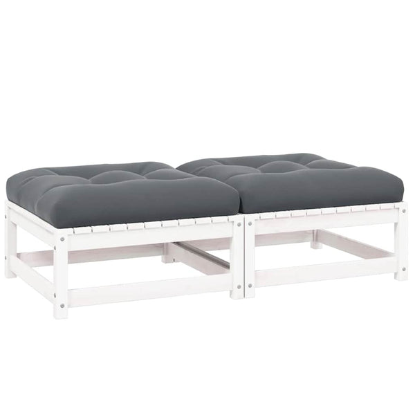 Garten-Fußhocker mit Kissen, 2er Set