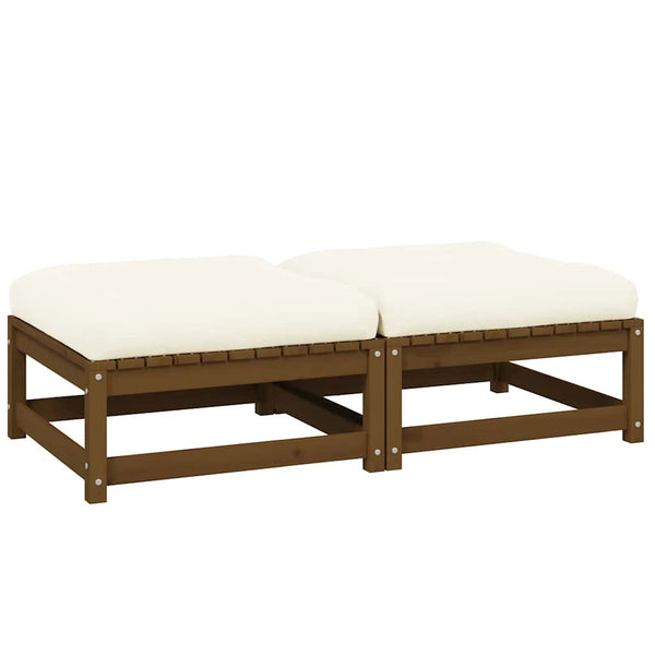 Garten-Fußhocker 2er Set mit Kissen