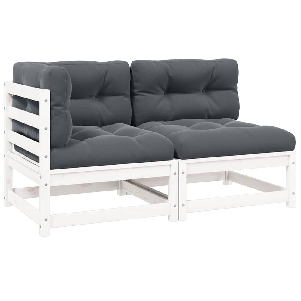 2-tlg. Garten Lounge Set Weiß Kiefer Massivholz