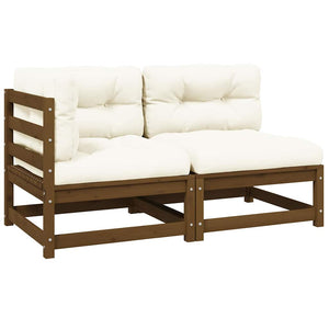 2-tlg. Garten Lounge Set Honigbraun Kiefer