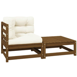 2-tlg. Garten Lounge Set Honigbraun Kiefer