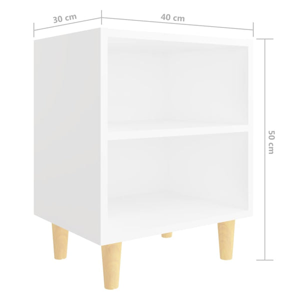 Nachttische Weiß mit Holzbeinen, 2er-Set