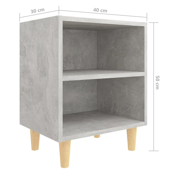 Nachttische Betongrau mit Holzbeinen, 2er-Set