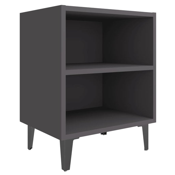 Graue Nachttische mit Metallbeinen, 2er-Set