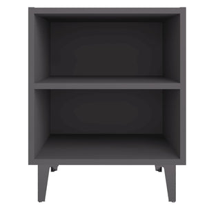 Graue Nachttische mit Metallbeinen, 2er-Set