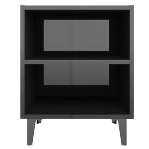 Nachttische Schwarz Hochglanz mit Metallbeinen, 2er-Set