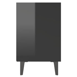 Nachttische Schwarz Hochglanz mit Metallbeinen, 2er-Set