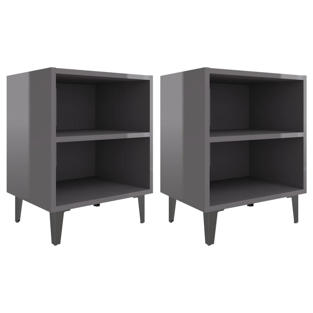 Nachttische Grau Hochglanz 40x30x50cm, 2er-Set