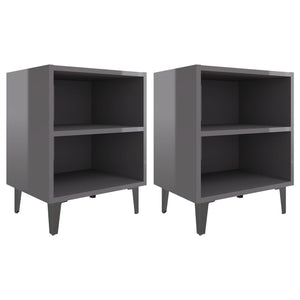Nachttische Grau Hochglanz 40x30x50cm, 2er-Set
