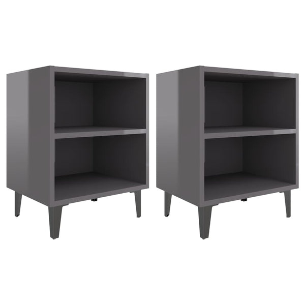 Nachttische Grau Hochglanz 40x30x50cm, 2er-Set