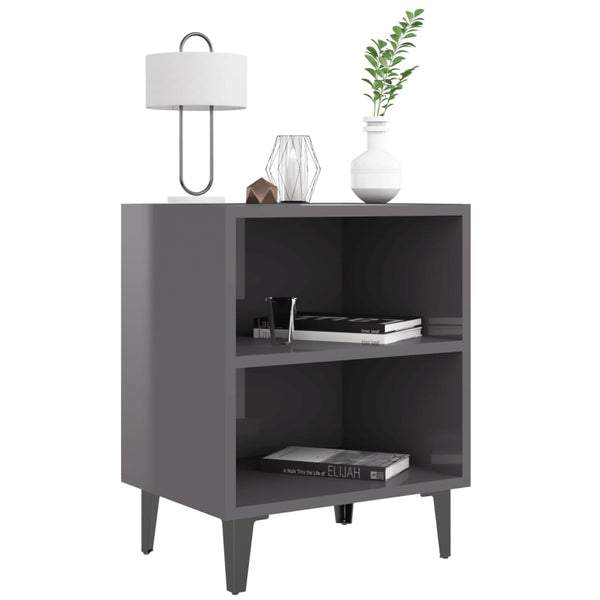 Nachttische Grau Hochglanz 40x30x50cm, 2er-Set