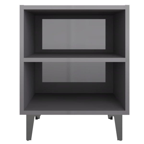 Nachttische Grau Hochglanz 40x30x50cm, 2er-Set