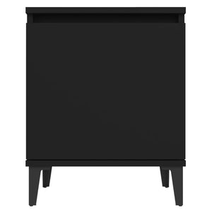 Schwarzer Nachttisch mit Metallbeinen 40x30x50 cm