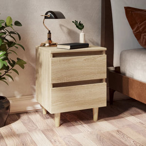 Sonoma Eiche Nachttisch mit Holzbeinen