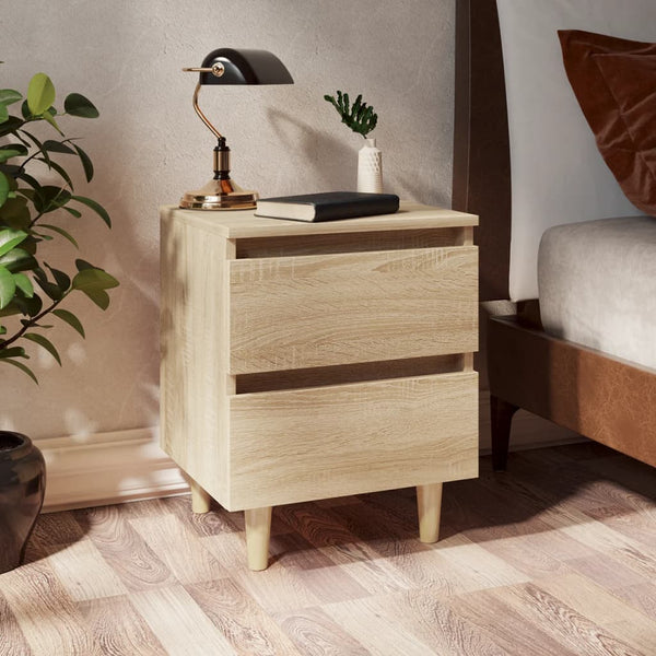 Sonoma Eiche Nachttisch mit Holzbeinen