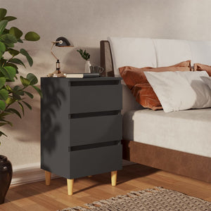 Nachttische Grau Holzbeine 40x35x69 cm, 2er-Set