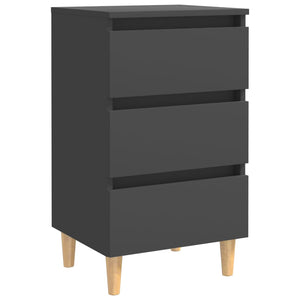 Nachttische Grau Holzbeine 40x35x69 cm, 2er-Set
