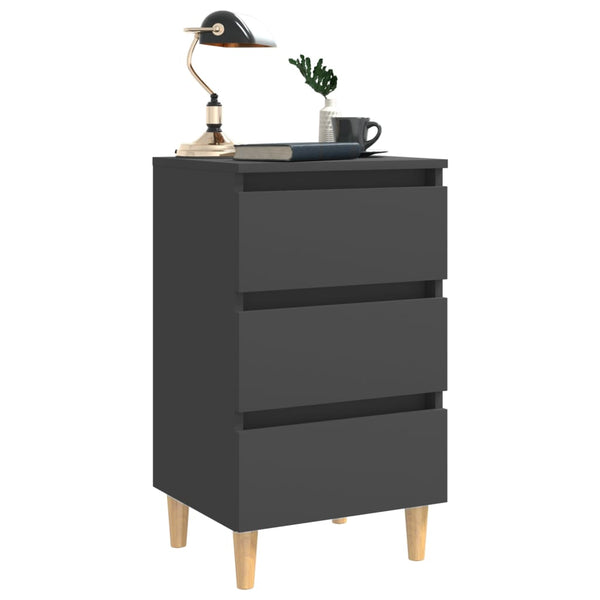 Nachttische Grau Holzbeine 40x35x69 cm, 2er-Set